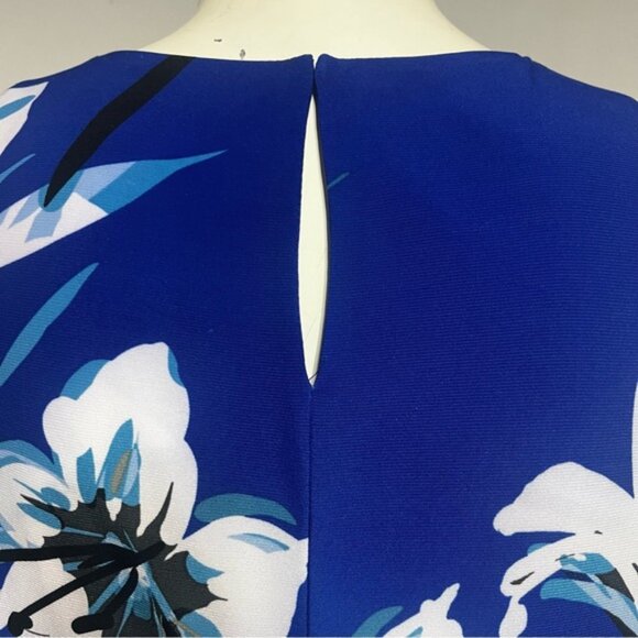 Lauren Ralph Lauren Blue Floral Summer Sleeveless Stretch Dress - Picture 6 of 12